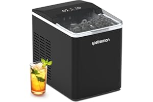 Upstreman Y90 Pro Countertop Ice Maker with Self-Cleaning, 26lbs in 24Hrs, 9 Ice Cubes Ready in 6 Mins, Ice Cube Maker Machine of 2 Sizes Bullet Ice for Home, Kitchen, Office, Bar, Party, Black