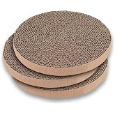 Scratch and Spin Cat Scratcher Replacement Pads for Active Play, Natural Recycled Corrugated Cardboard, Supports Pet Behaviors, Relieves Stress - 3 Count