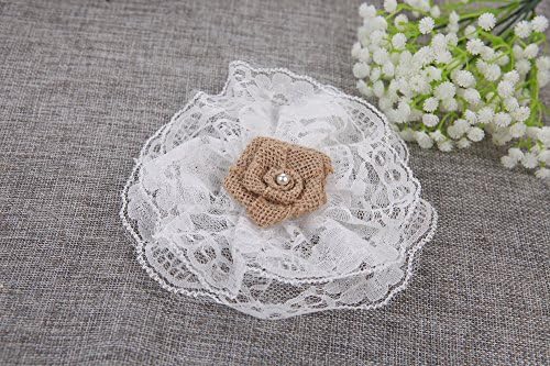 Handmade Burlap Flowers with Lace Craft for Wedding Party Decoration, 10 pieces (Style #4)