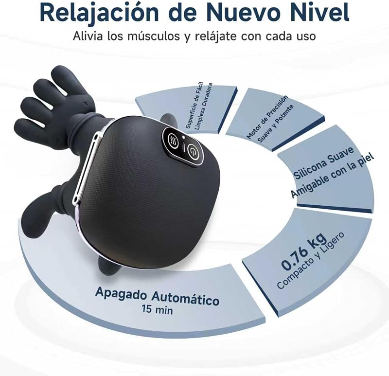 4D Shiatsu Masajeador Cervical y Espalda con Calor, Inalámbrico