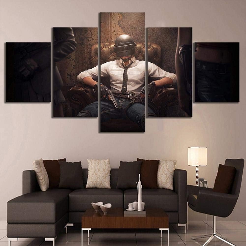 EWJHB Canvas Wall Art Canvas Prints Image Gun battle game characters 150*80 CM Artwork Painting Picture Photo 5 canvas paintings printed on canvas Home Decoration 5 panel pieces HD Printed c Frameless