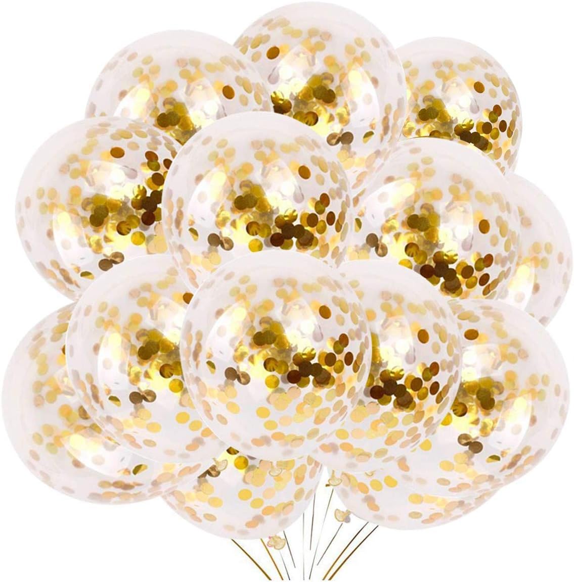 Gold Confetti Balloons, 50 pcs 12 Inch Latex Party Balloon with Golden Confetti for Birthday Wedding Engagement Party Decorations