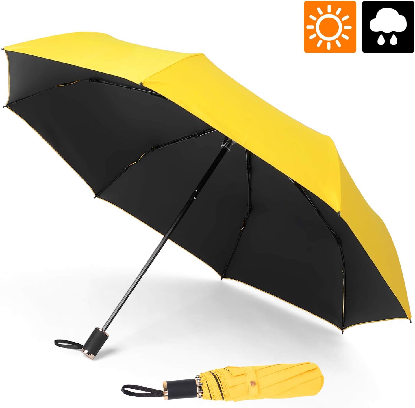 ESEOE Travel Umbrella, Large Windproof Waterproof Sun Rain Stick Umbrella, Compact Folding Umbrella for Travel