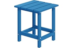 MUCHENGHY Adirondack Outdoor Side Table, 14.7" Patio Side Table Weather Resistant, HDPE Outdoor End Tables for Patio, Navy Blue