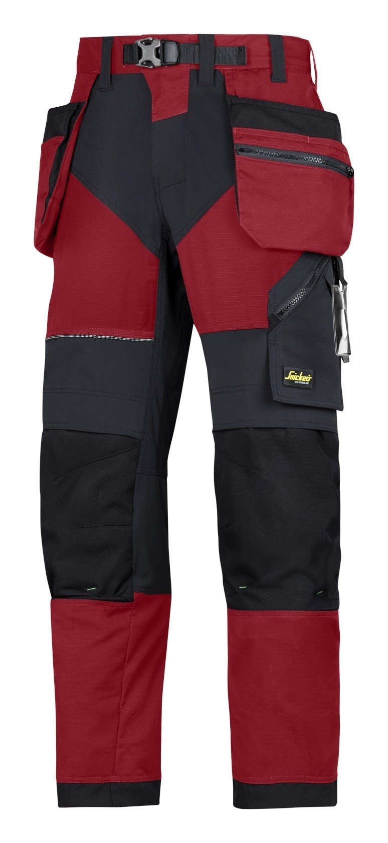 Snickers 69021604088 Size 88 "FlexiWork" Work Trousers with Holster Pockets - Chili Red/Black