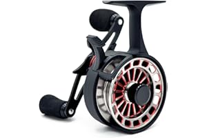 CAMEKOON Inline Ice Fishing Reel, 3.2:1 High Speed Gear Ratio, 3+1 Anti-Reverse Ball Bearings, Magnetic Brakes, Lightweight Graphite Frame with a CNC Aluminum Spool for Winter Fishing