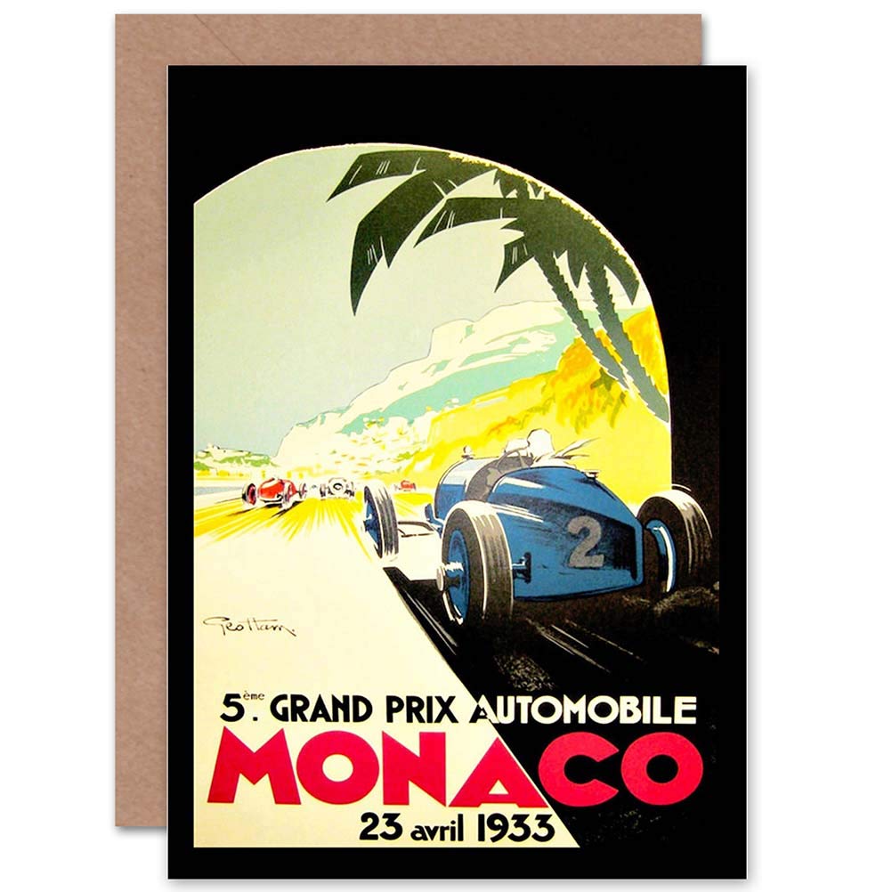 Wee Blue Coo SPORT AD MOTOR RACE GRAND PRIX MONACO MONTE CARLO GREETINGS CARD