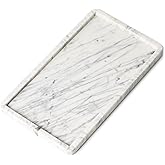 Cork & Mill Marble Tray for Bathroom Countertop, Kitchen Counter, or Catchall - 13" x 7½" Large Vanity Tray for Skincare or Perfume - Handcrafted Natural White Marble Stone Organizer