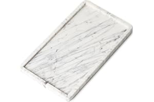 Cork & Mill Marble Tray for Bathroom Countertop, Kitchen Counter, or Catchall - 13" x 7½" Large Vanity Tray for Skincare or Perfume - Handcrafted Natural White Marble Stone Organizer