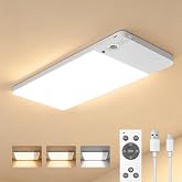 NARUNDREN 12000mAh Rechargeable LED Motion Sensor Ceiling Light for Closet | 800LM Brightness, 3 Color Temps &amp; 5-Step Dimming, Battery Operated w/Remote, Wireless Magnetic Mount for Indoor Scenes