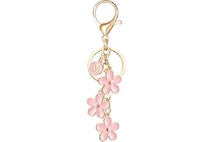 OUMILAN Initial Keychain Cute Flower Charms Keyring for Handbag Backpack–Personalized A-Z Letter Jewelry Gift for Women Girls