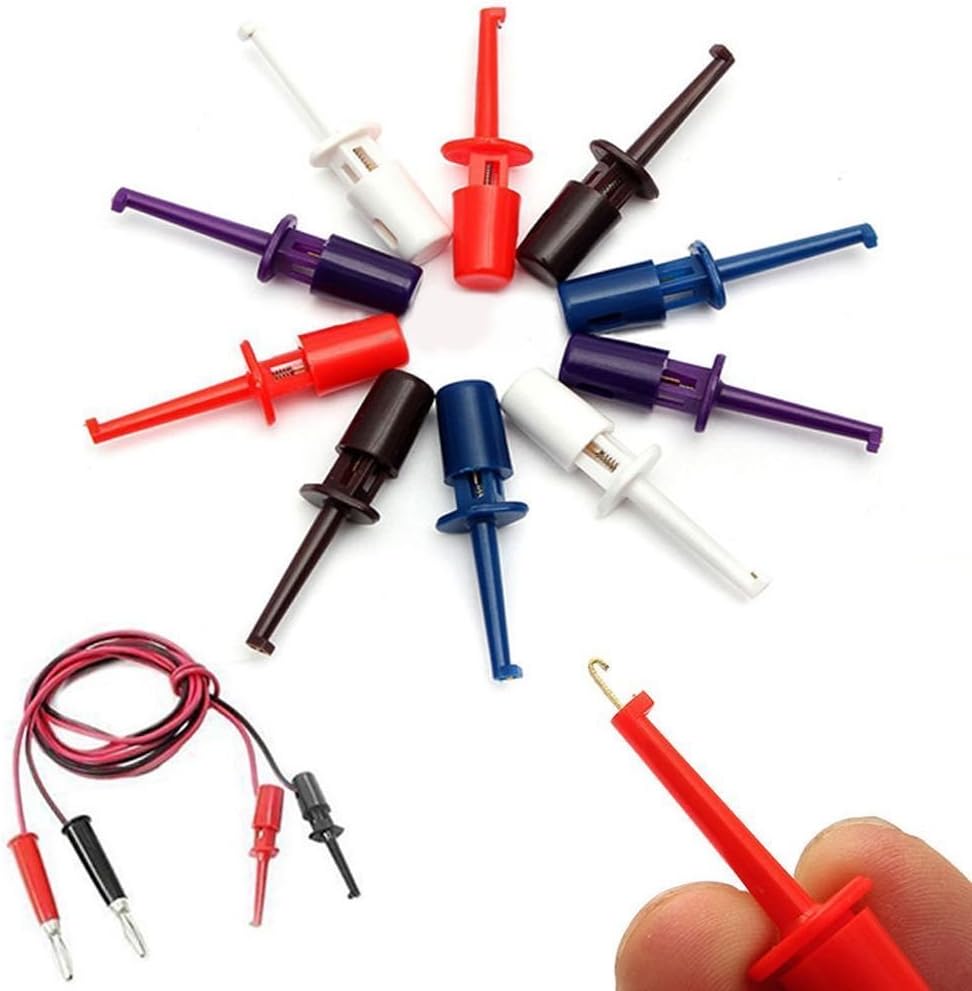 Forkwin 10x Colorful Multimeter Lead Wire Test Probe Hook Clip Set Grabbers Connector
