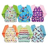 Hi Sprout Toddler Baby Waterproof Sleeved Bib, Bib with Sleeves&Pocket, 6-24 Months