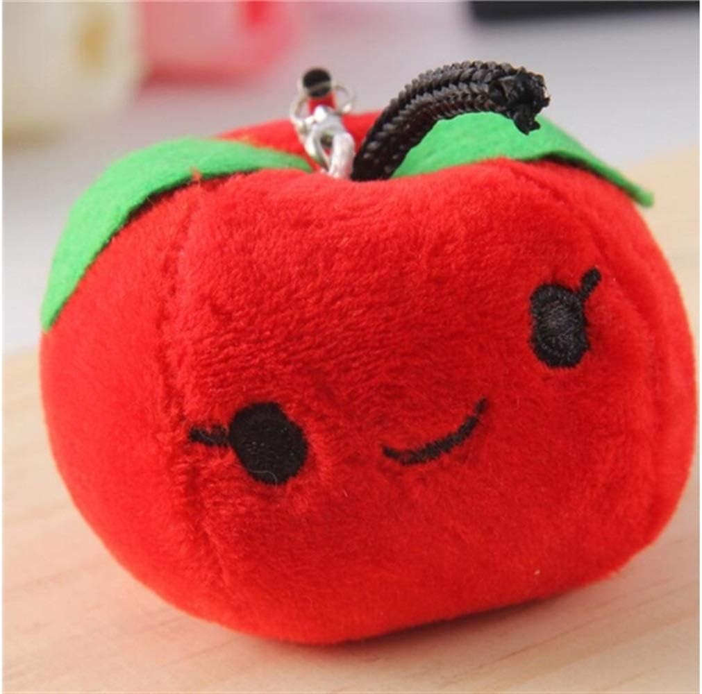 Great Gift Beautiful Cute Plush Fruit and Vegetable Keychain Car Keyring for Men and Women_Red Apple