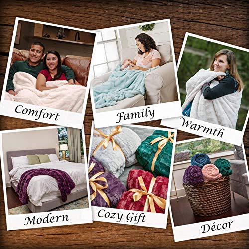 Chanasya Embossed Faux Fur Throw Blanket Super Soft, Lightweight