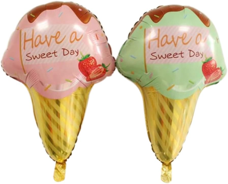 AnnoDeel 4pcs Ice Cream Foil Balloons, 20inch Large Sweet Candy Dessert Mylar Balloon for Birthday Baby Shower Party Balloons Decorations