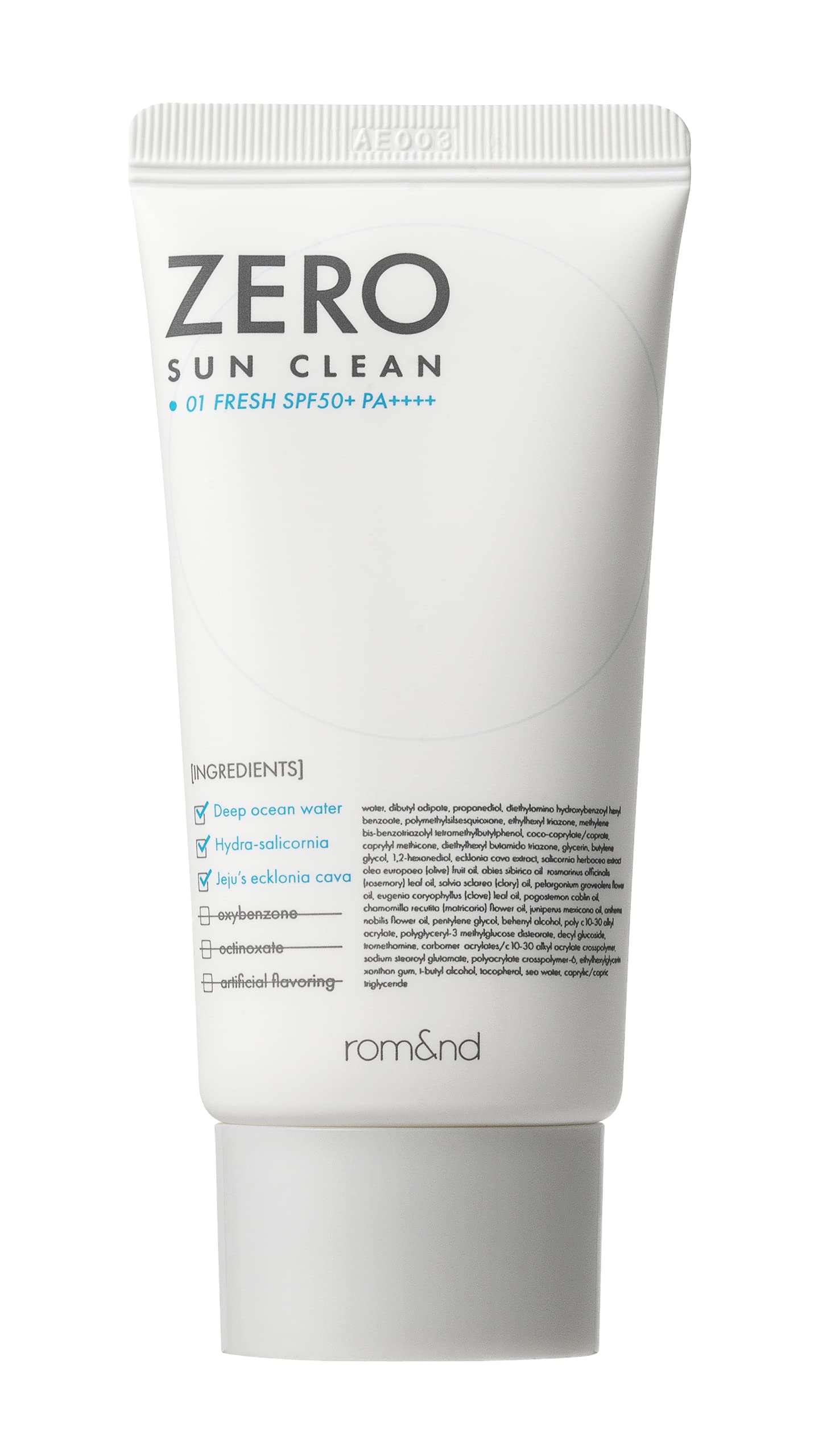rom&nd ZERO SUN CLEAN 2 Types ㅣSPF 50+ PA++++ SunscreenㅣNon-Greasy, No White Cast, Soft Finish, Powerful UV Protection, Moisturizingㅣ50ml 1.69oz (01 Fresh)