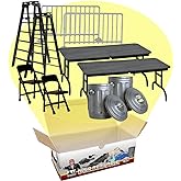 Set of 10 Accessories for Wrestling Action Figures | Double the Match Action with 2 Tables, 2 Chairs, 2 Ladders, 2 Trash Cans &amp; 2 Guardrails