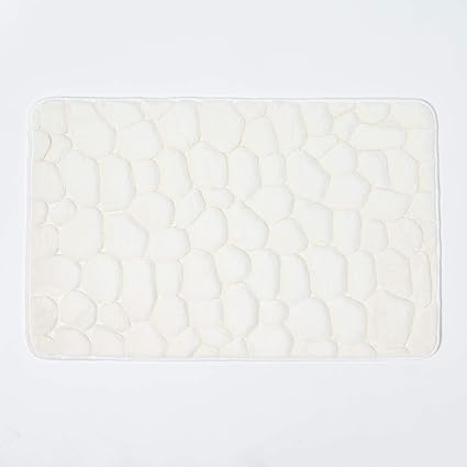 Homescapes Memory Foam Off White Bath Mat Non Slip Full Size 50 X 80 Cm Pebble Design Soft Velvet Surface Anti Slip Rubber Backing Machine Washable Shower Mat Amazon Co Uk Home