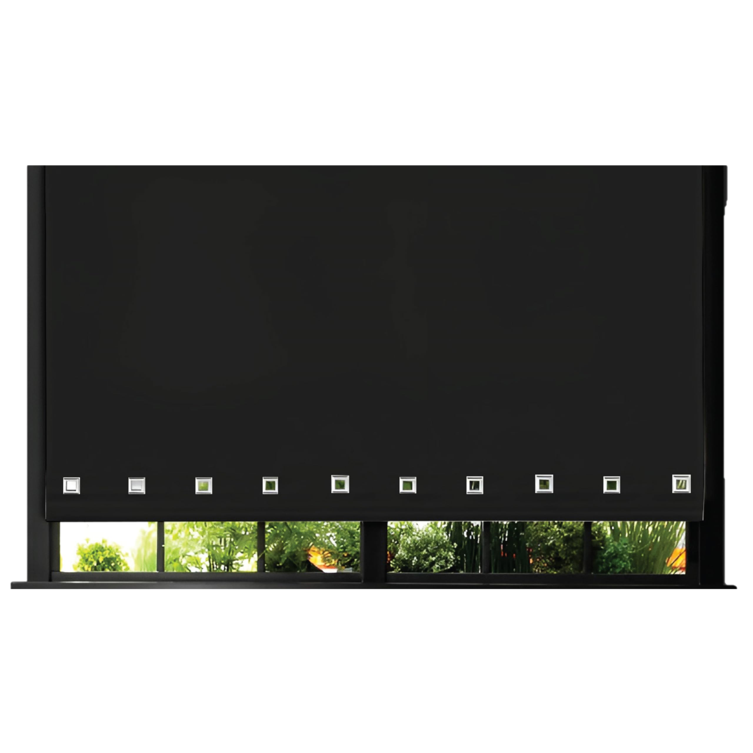 Funky Gadgets Roller Blinds Square Eyelet Light Filtering Roller Blind Daylight Trimmable Blinds Child Safe Easy Fit Metal Tube Home Office Window Blinds-Black, W60 x L165cm — image 1