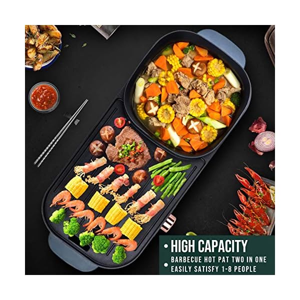 Uten Portable Electric Grill, Electric Barbecue Grill Indoor Hot Pot Chafing Dish, Large Capacity Household Electric…