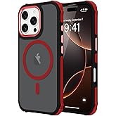 LLZ.COQUE Magnetic for iPhone 16 Pro Max Case, Compatible with Magsafe, Bumper Protective Cover, Slim Shockproof Anti-Scratch Translucent Matte Men Women Phone Case for iPhone 16 Pro Max 6.9", Red