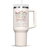Chaos Coordinator Gifts, Christmas Thank You Gifts for Women, 40 OZ Tumbler Office Gift for Coworker Employee Manager Boss Lady Teacher Nurse Appreciation Retirement Birthday Gift, Insulated Cup