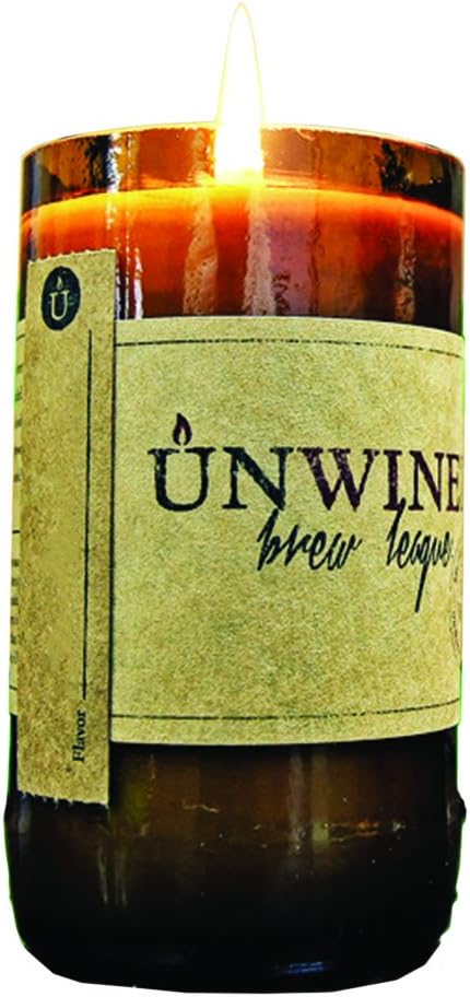 Unwined Eastern Amber Scented Brew League Recycled Beer Bottle Candle - 8 oz Soy Wax - Made in The USA