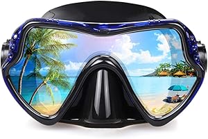 EXP VISION Snorkel Diving Mask, Professional Snorkeling Mask Gear, Ultra Clear Lens with Wide View Tempered Glass Goggles,Anti Leakage Scuba Mask, Silicone Swimming Goggles Mask for Adults, 3 Color