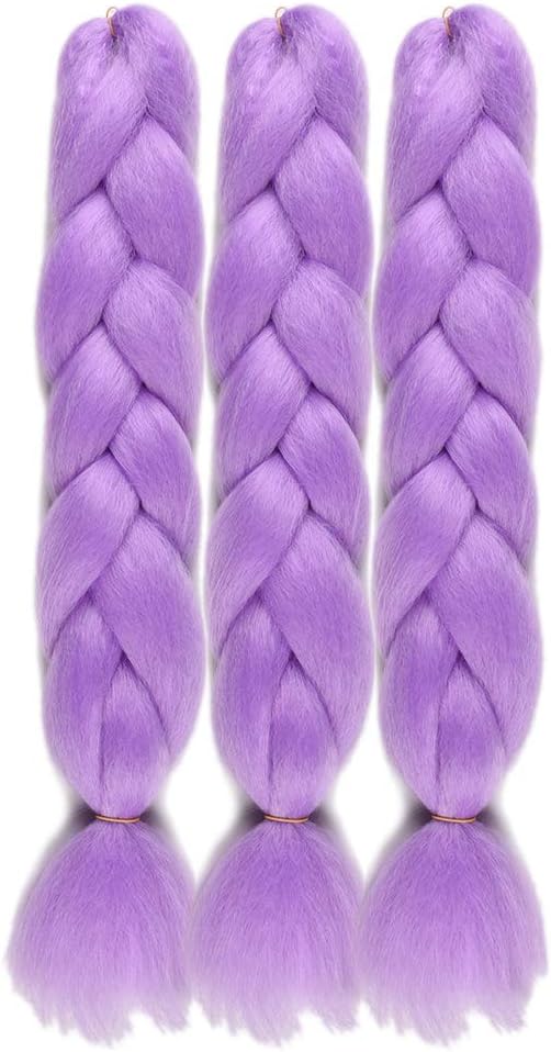 WOME Jumbo Braiding Hair Color Grey 5Pcs/Lot Braiding Hair High Temperature Synthetic Hair for Crochet Braids Extensions(Grey VIolet,24",100g/Pcs)