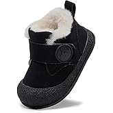 DUONITITI Toddler Snow Boots Cozy Fleece Winter Warm Shoes Suede Wide Toe Baby Booties