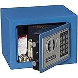 Steel Security Safe with Digital Lock, Blue, 0.17 Cubic Feet