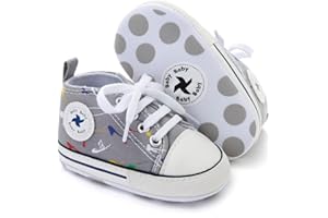 Sekantrol Unisex Baby Girls Boys Shoes Infant Soft Sole Canvas Newborn First Walkers High Top Anti-Slip Sneakers