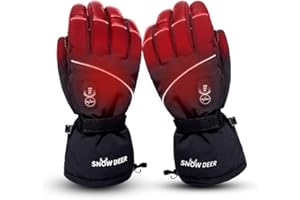 SNOW DEER Electric Heated Gloves for Men & Women, Waterproof & Windproof Ski Gloves with Rechargeable Battery Touchscreen Three Heat Settings for Cold Weather Snowboarding Shovel Snow