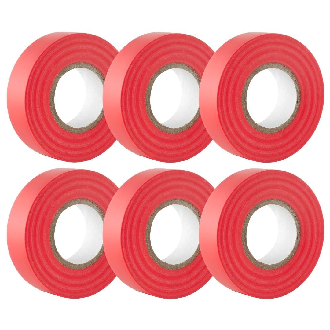 GTSE Red Electrical Tape, 19mm x 20m, Strong Self-Adhesive PVC Insulation Tape for Insulating, Repairing and Protecting Electrical Wires, 6 Rolls