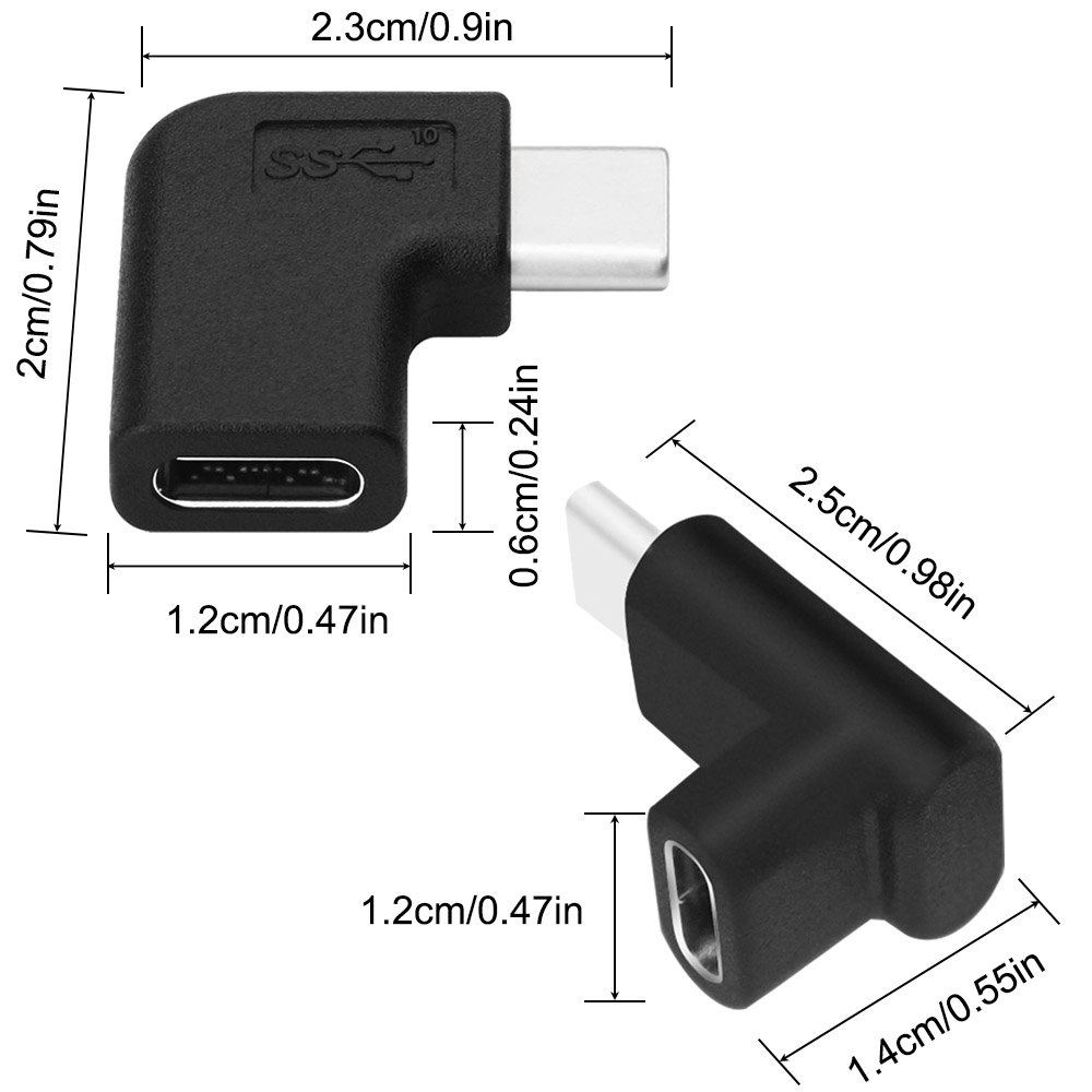Mua AFUNTA 90 Degree USB C Type C Male to Female Adapter, Right & Left ...
