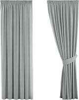 H.Versailtex Grey Blackout Curtains 2 Panels 90 x 90 Pleated Thermal Living Room