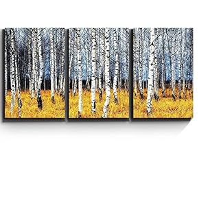 Aspen Trees Fall Colors Wall Decor x3 Panels