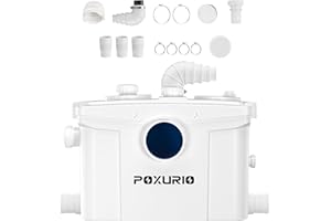 800W Macerator Pump, POXURIO Macerator Pump for Basement with Upgraded 2 Outlets/4 Inlets, for Toilet, Basement, Laundry, Sink