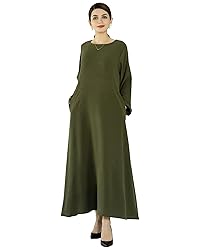 Zofocy Solid Color Women Abaya Modest Muslim Prayer