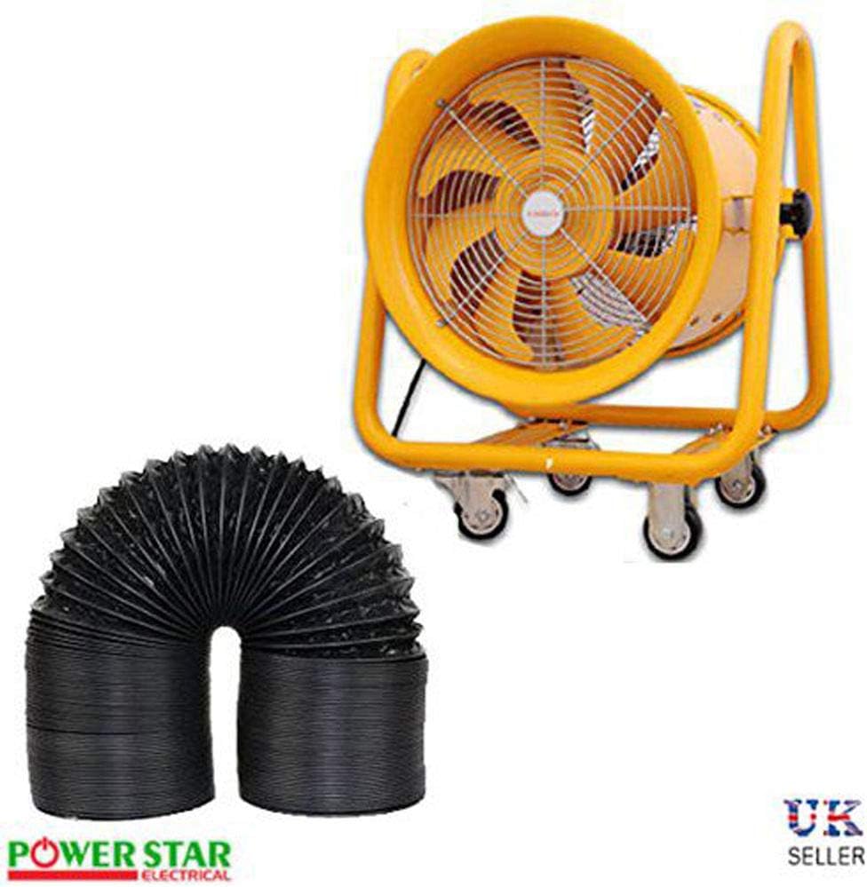 Portable Industrial Ventilator Exhaust Axial Blower Extractor Fan 110V Explosion Proof (EX) Ventilating Duct (18" Inches Fan & Duct)