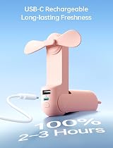 JISULIFE Handheld Mini Fan 3 in 1 USB Rechargeable Pink view 8