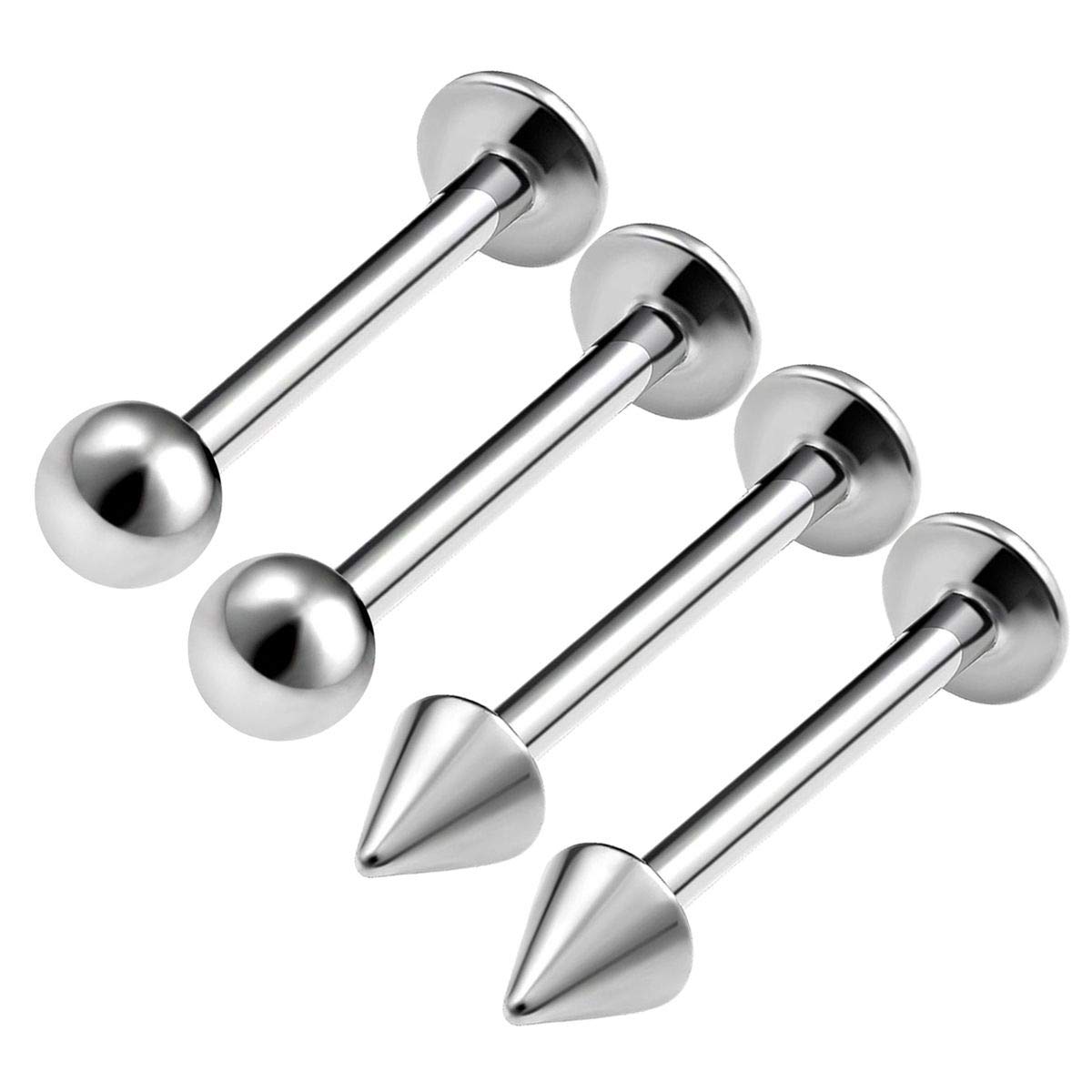 4PCS Surgical Steel Labret Lip Ring 16g 1/2 12mm 3mm Ball Spike Spiderbite Rim EarringsMarilyn Monroe Piercing Jewellery 0354