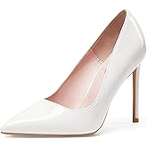 Mhuire Women High Heels 4 inch Stiletto Pumps Sexy Pointed Toe Patent Leather Slip On High Heel Dress Evening Party Pump Shoes