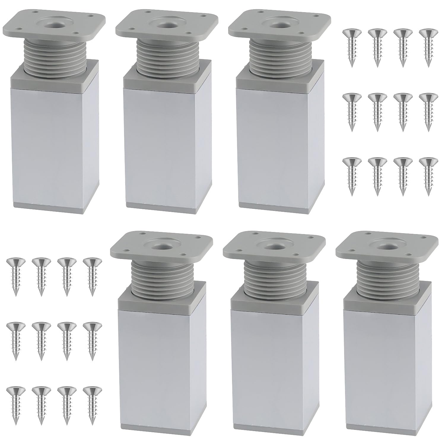 RNHDLY Furniture Legs 40 x 40 x 100 mm(80+20mm) Height Adjustable Cabinet Legs Sofa Legs Adjustable Furniture Feet with Screws for Cupboard,Sofa and DIY Furniture