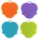 Kichwit Silicone Dish Sponges Scratch Free Silicone Scrubber Antibacterial Sponges Multi-Purpose Cleaning Sponges Stink Free Food Grade BPA Free, 4 Pack (Monkey Face)