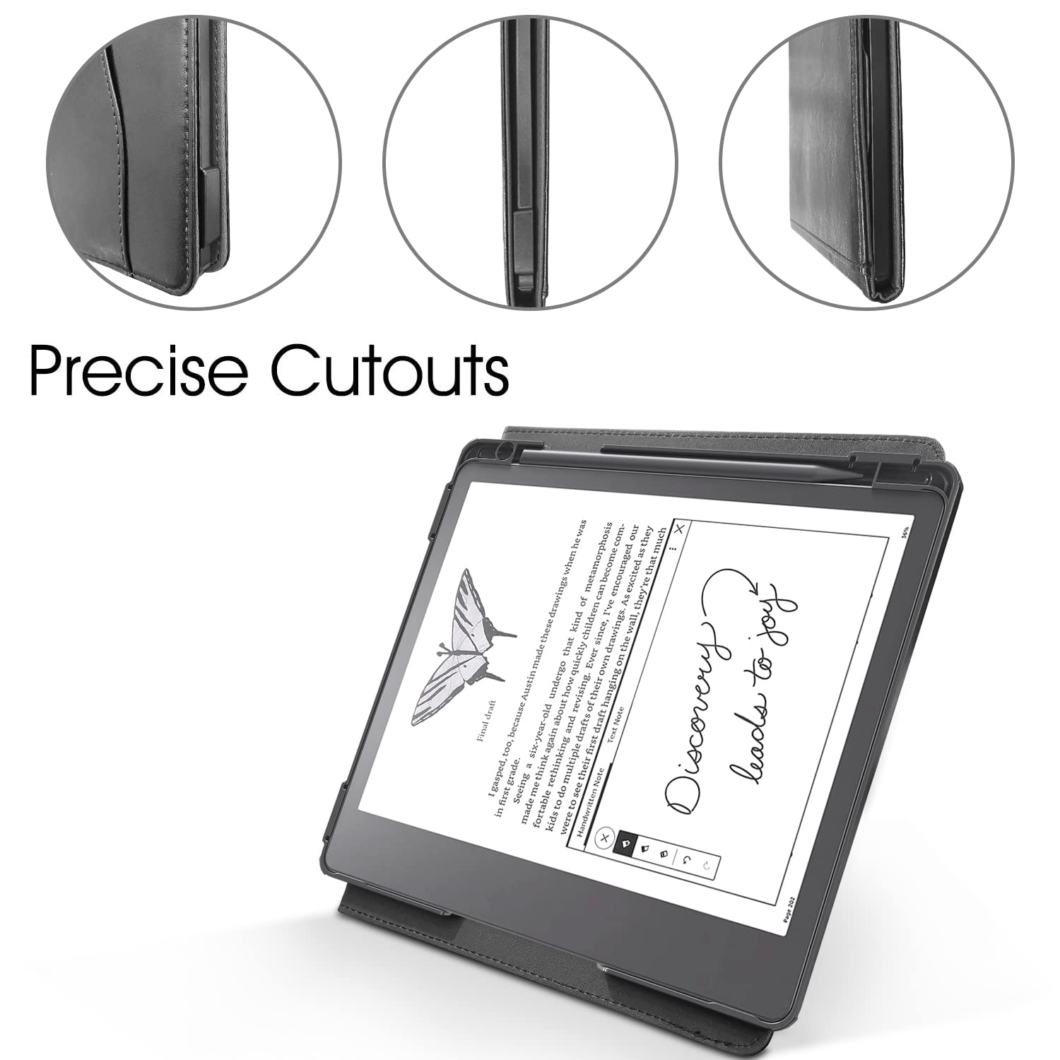 E NET-CASE Case for Kindle Scribe 10.2 inch 2024 & 2022 Released, Multi-Viewing 360 Degree Rotating Cover with Stand, Auto Sleep/Wake with Pen Holder, (Black)