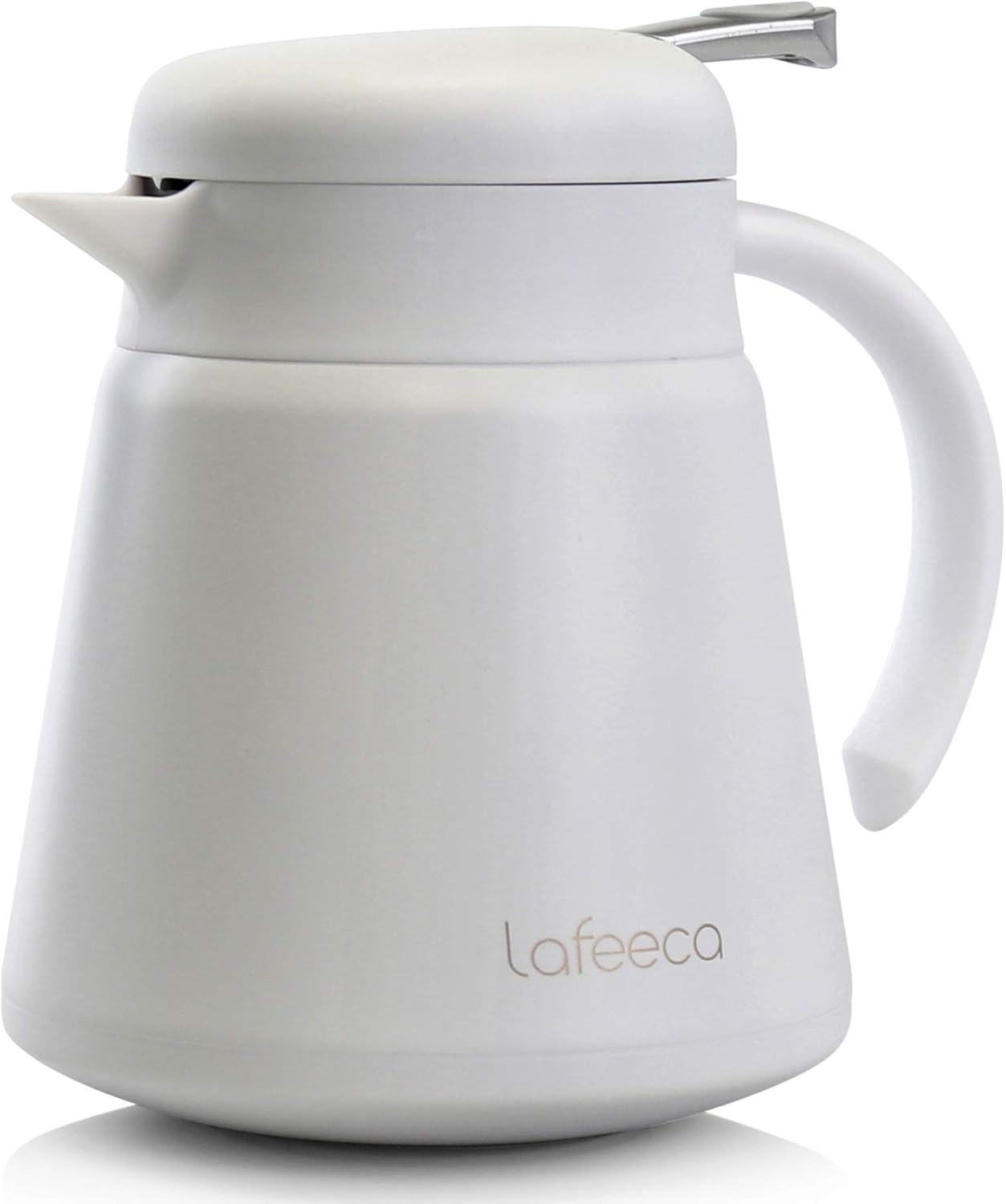 Amazon Com Lafeeca Thermal Coffee Carafe Tea Pot Stainless Steel Double Wall Vacuum Insulated Cool Touch Handle Hot Cold Retention Non Slip Silicone Base Bpa Free 750ml White Kitchen