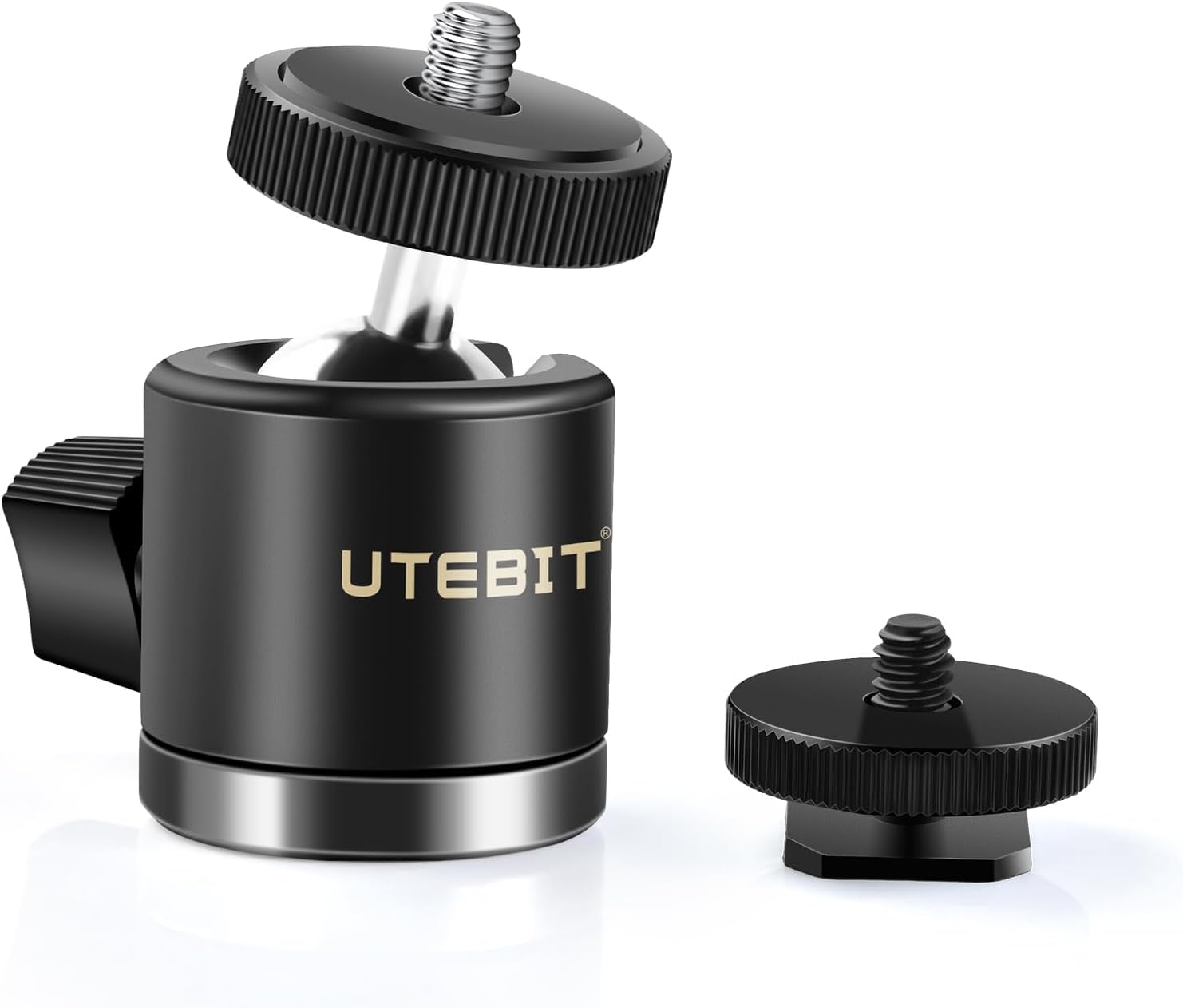 Tripod Ball Head, UTEBIT 360° Swivel Mini Ball Head with 1/4 Hot Shoe Mount for DSLR Cameras, Monitor, Tripods, Monopods, Light Stand, Max Load 3kg/6.6lbs