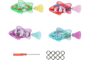 SENECESLI Robotic Swimming Fish Toy, 4PCS Water Activated Robot Fish, Electronic Cat Toy with LED Light for Sink Bathtub Swim